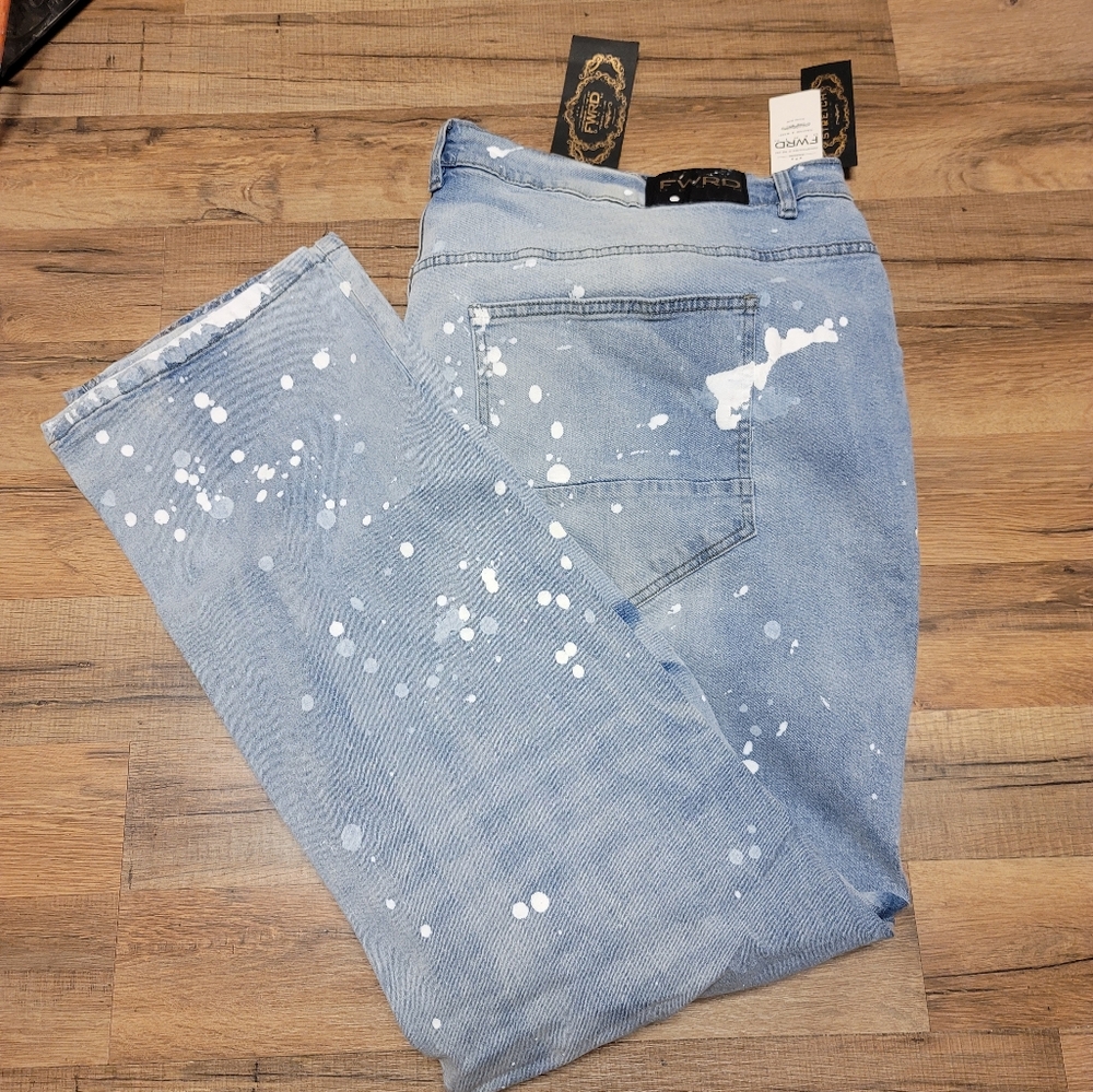 Stylish Light Blue Splatter Skinny Jeans